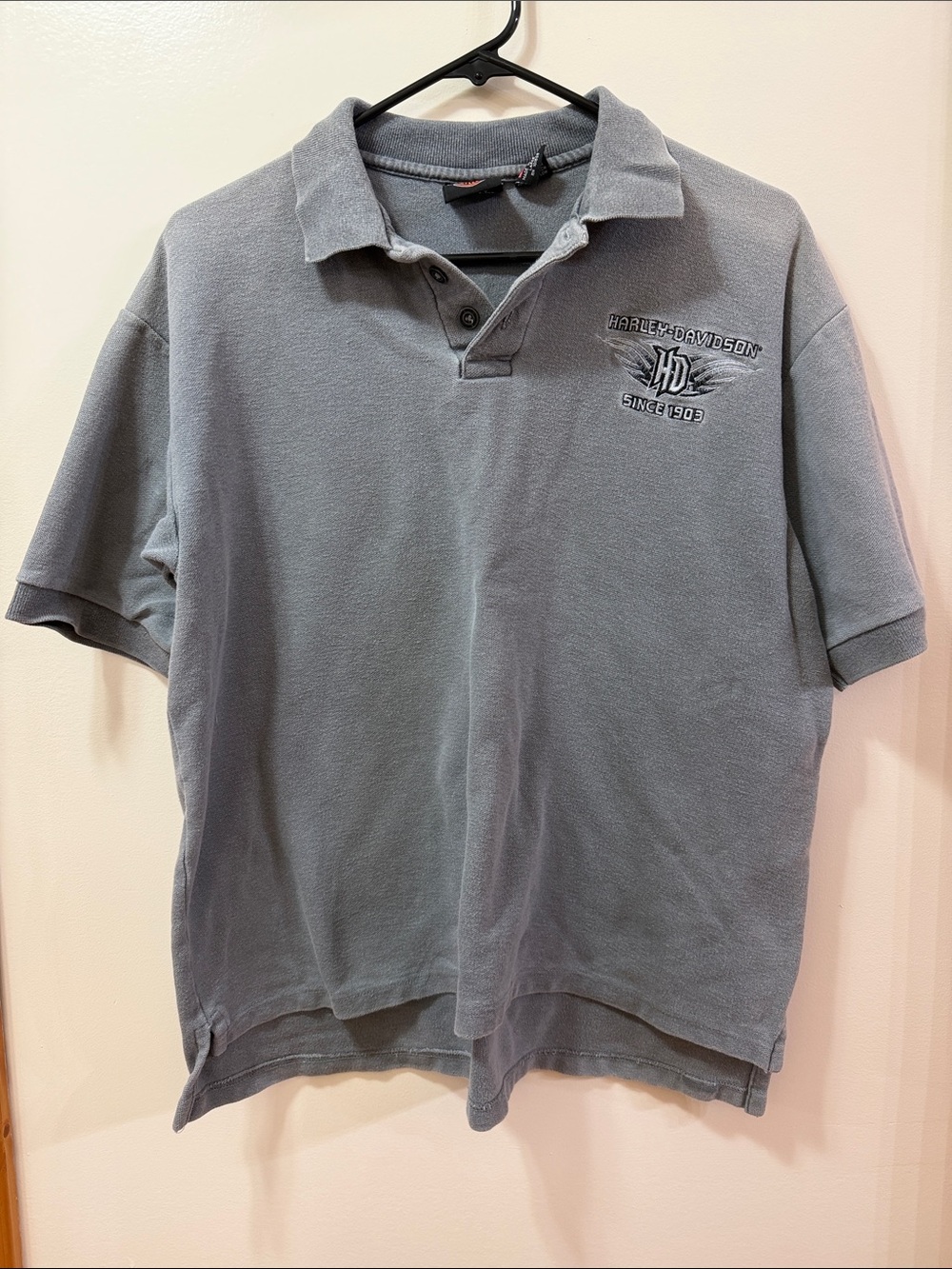 Harley-Davidson Men's Slate Gray Polo with Embroidered Logo. Size Large.